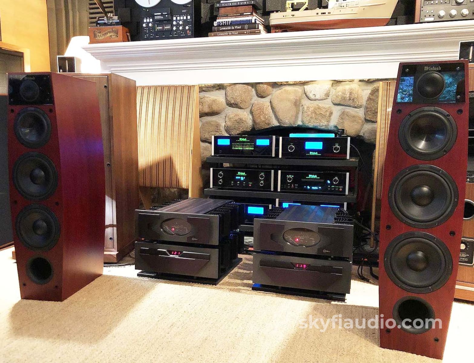 Mcintosh Ls340 Full Range Speakers - In A Deep Red Mahogany Finish